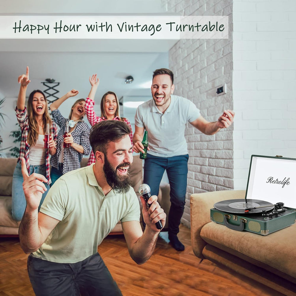 Reproductor de Vinilo Portátil 3 Velocidades con Bluetooth