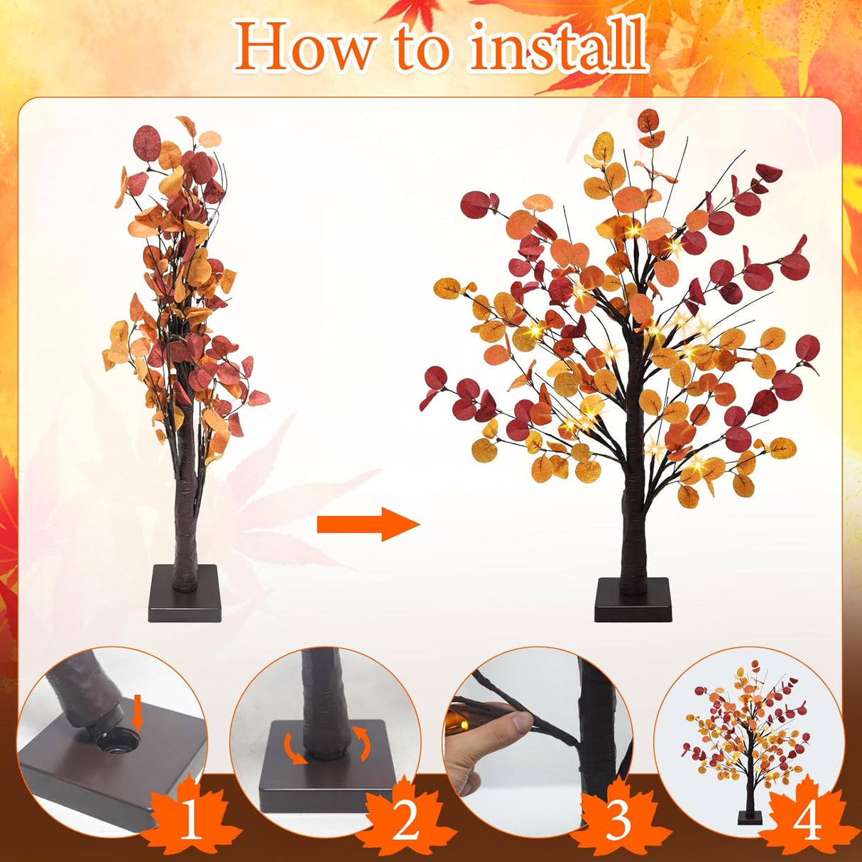 Árbol de Eucalipto Artificial con Luz LED - Decoración Otoño