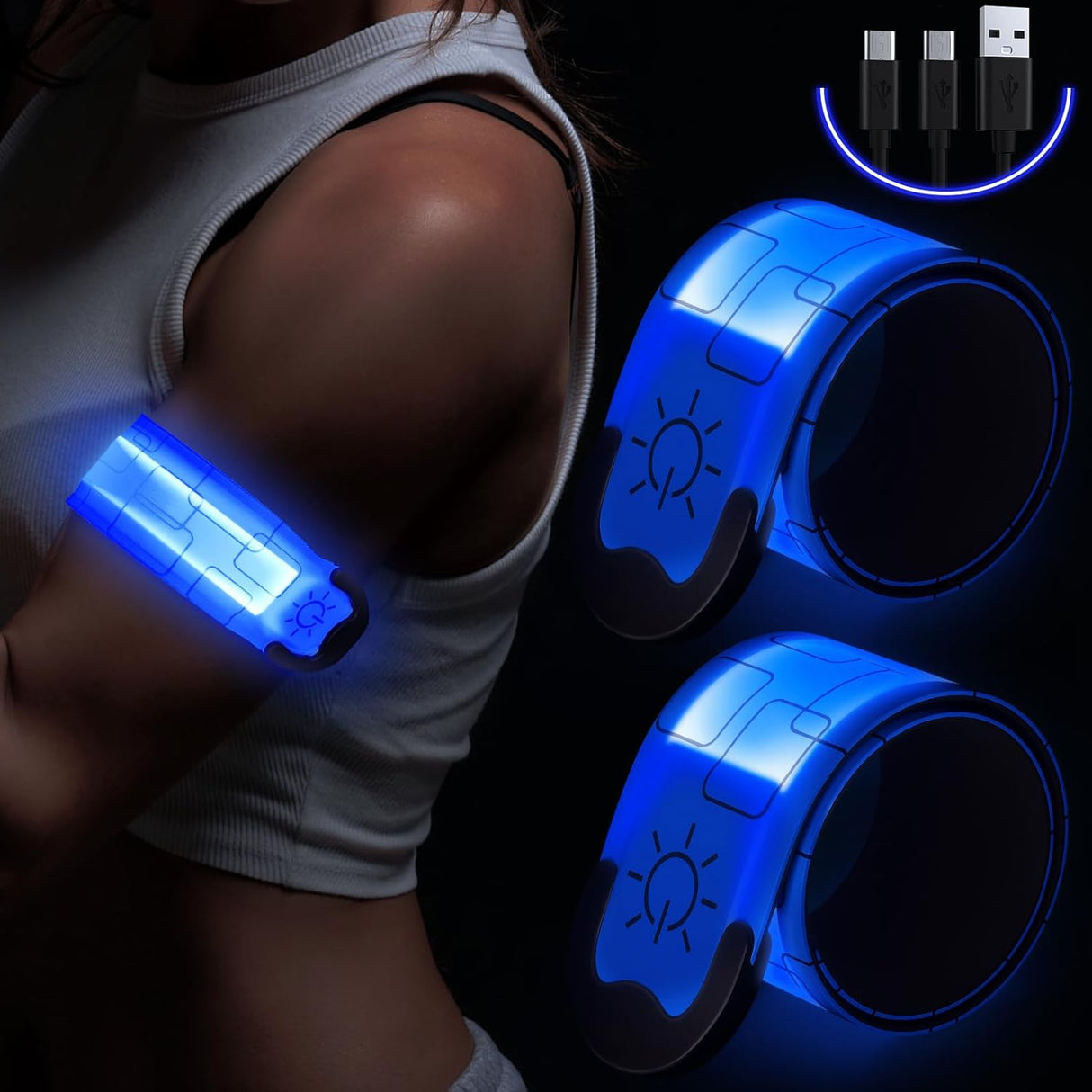 Brazalete LED recargable para correr de alta visibilidad