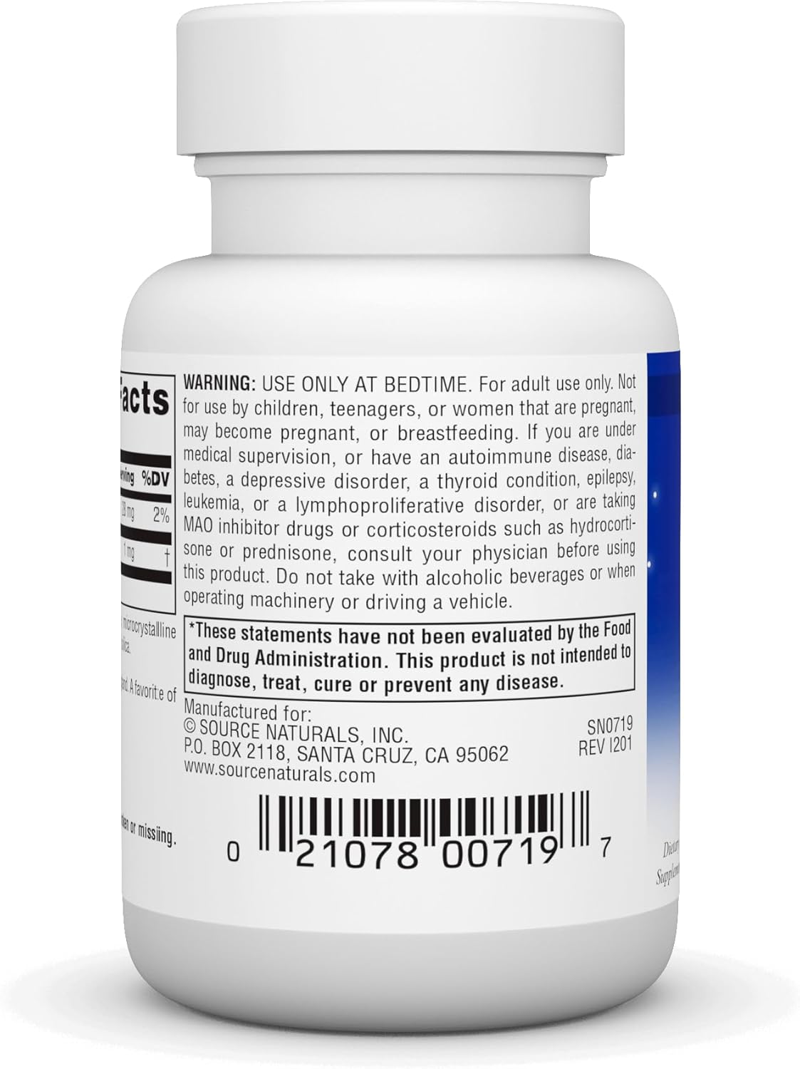Melatonina 1 mg Source Naturals - 100 Tabletas Suplemento