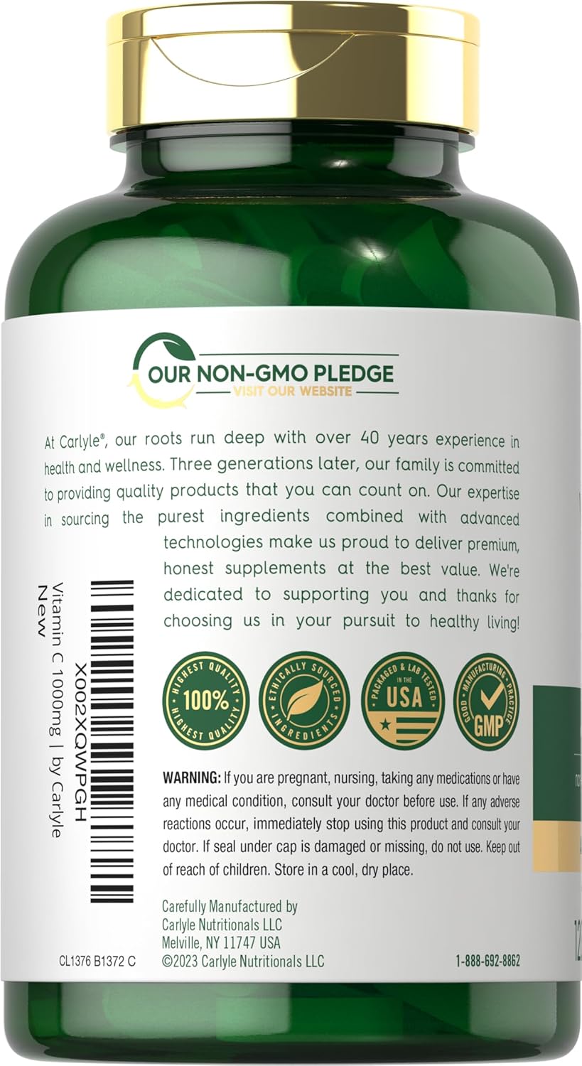 Carlyle Vitamina C 1000mg Caplets con Rosa HIPS suplemento