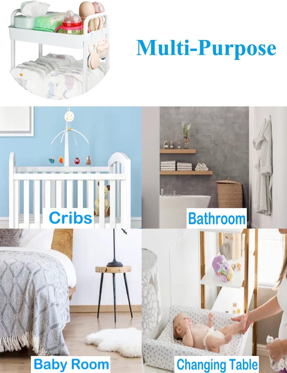 Organizador de Pañales 3 Niveles con Ruedas - Caddy Móvil