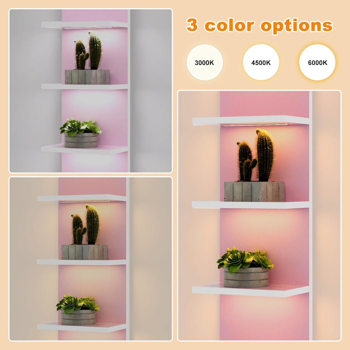 Estante Flotante 5 Niveles con Luz LED, Organizador Vertical