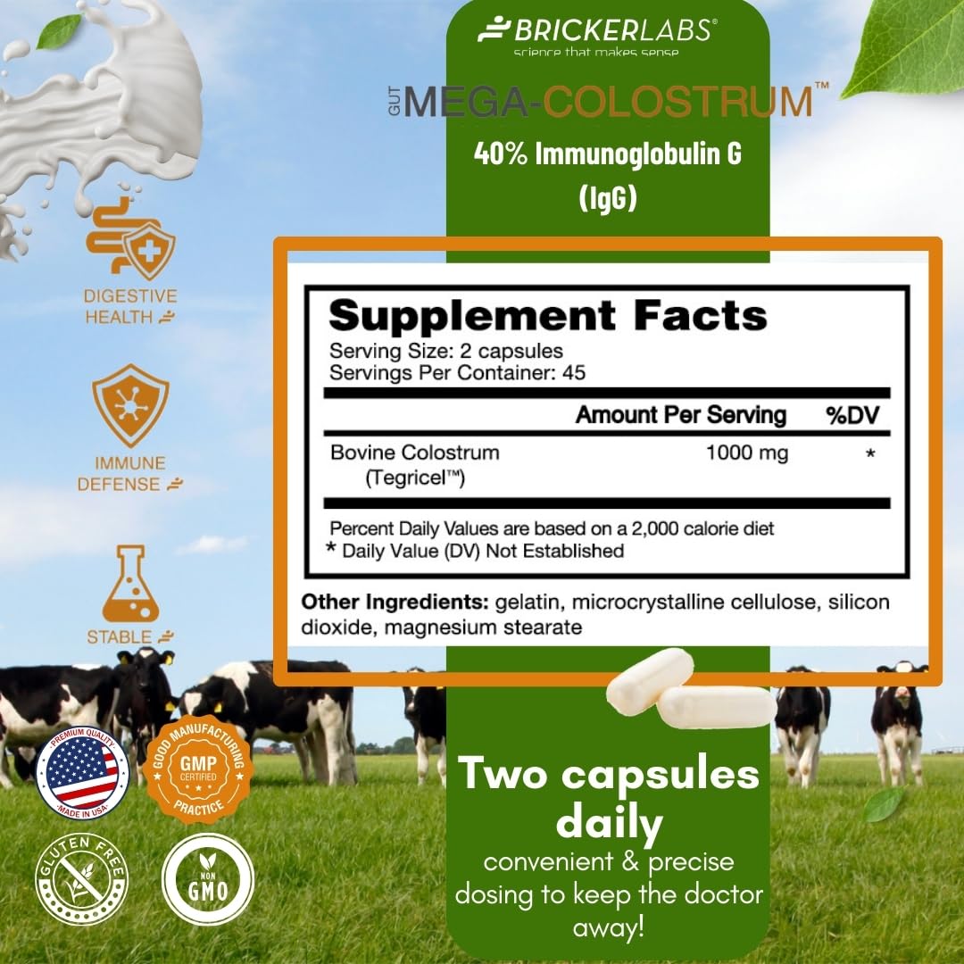 Cápsulas Mega-Colostrum 1000 mg, Salud Digestiva e Inmunidad