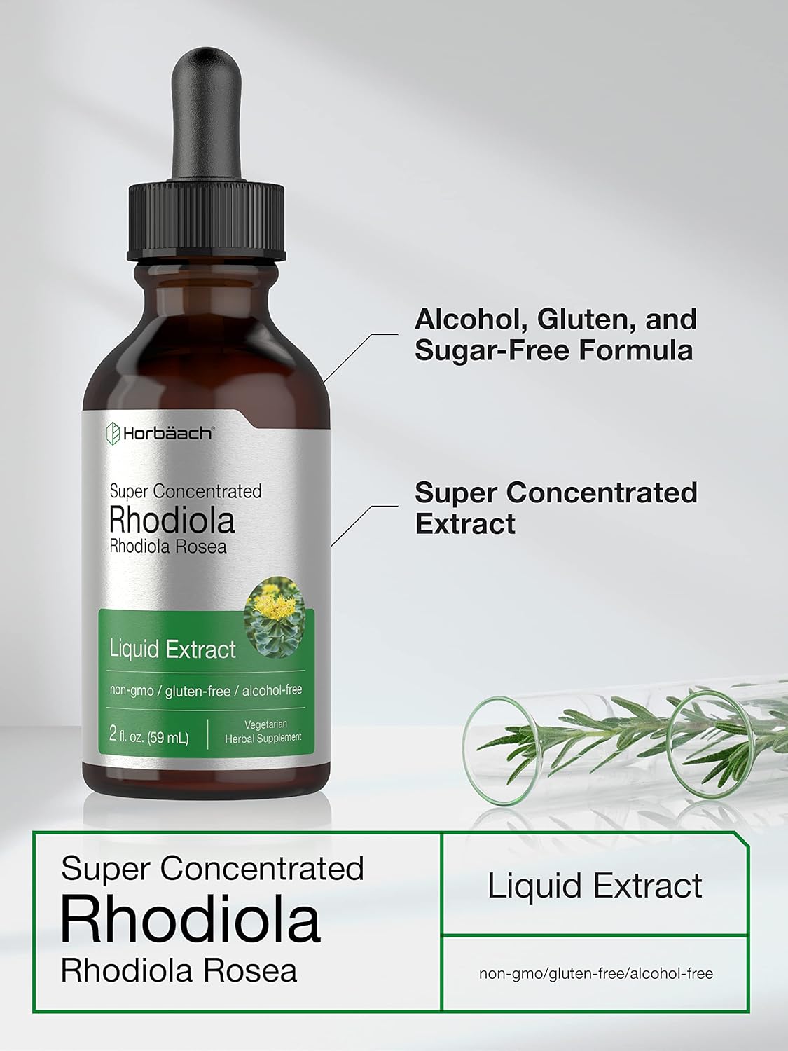 Suplemento Tintura raíz de rodiola rosea 2 oz sin gluten