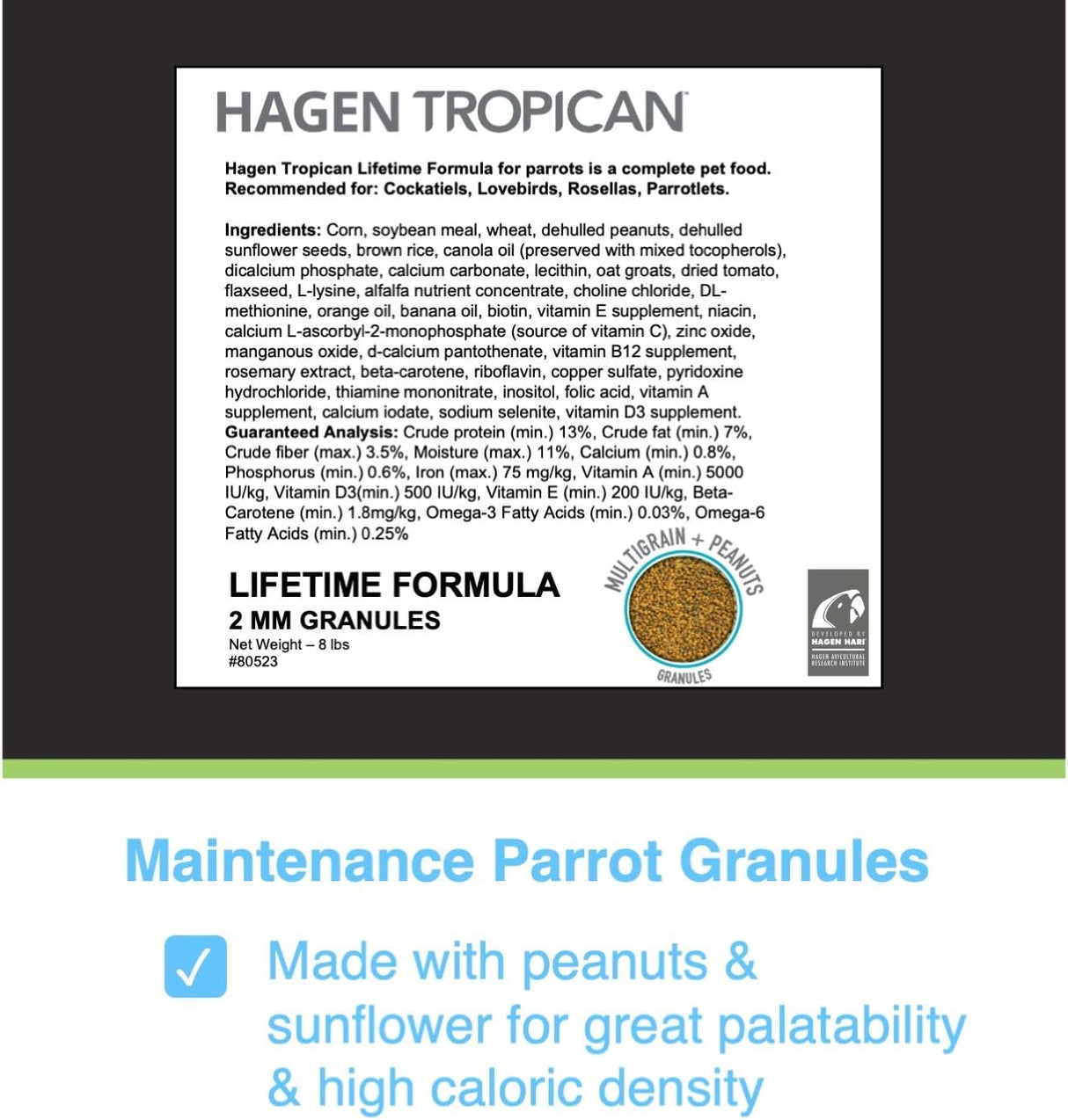 HARI Tropican Bird Food, alimento con cacahuetes 1.8 libras