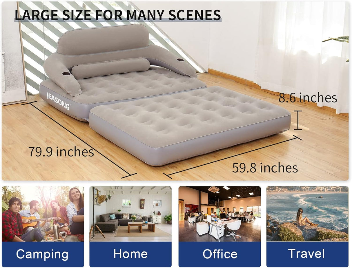 Sofá Inflable JEASONG con Respaldo y Bomba, Multiusos