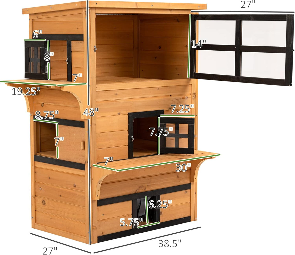 Casa para Gatos 3 Niveles PawHut, Refugio Exterior, Modelo 2023