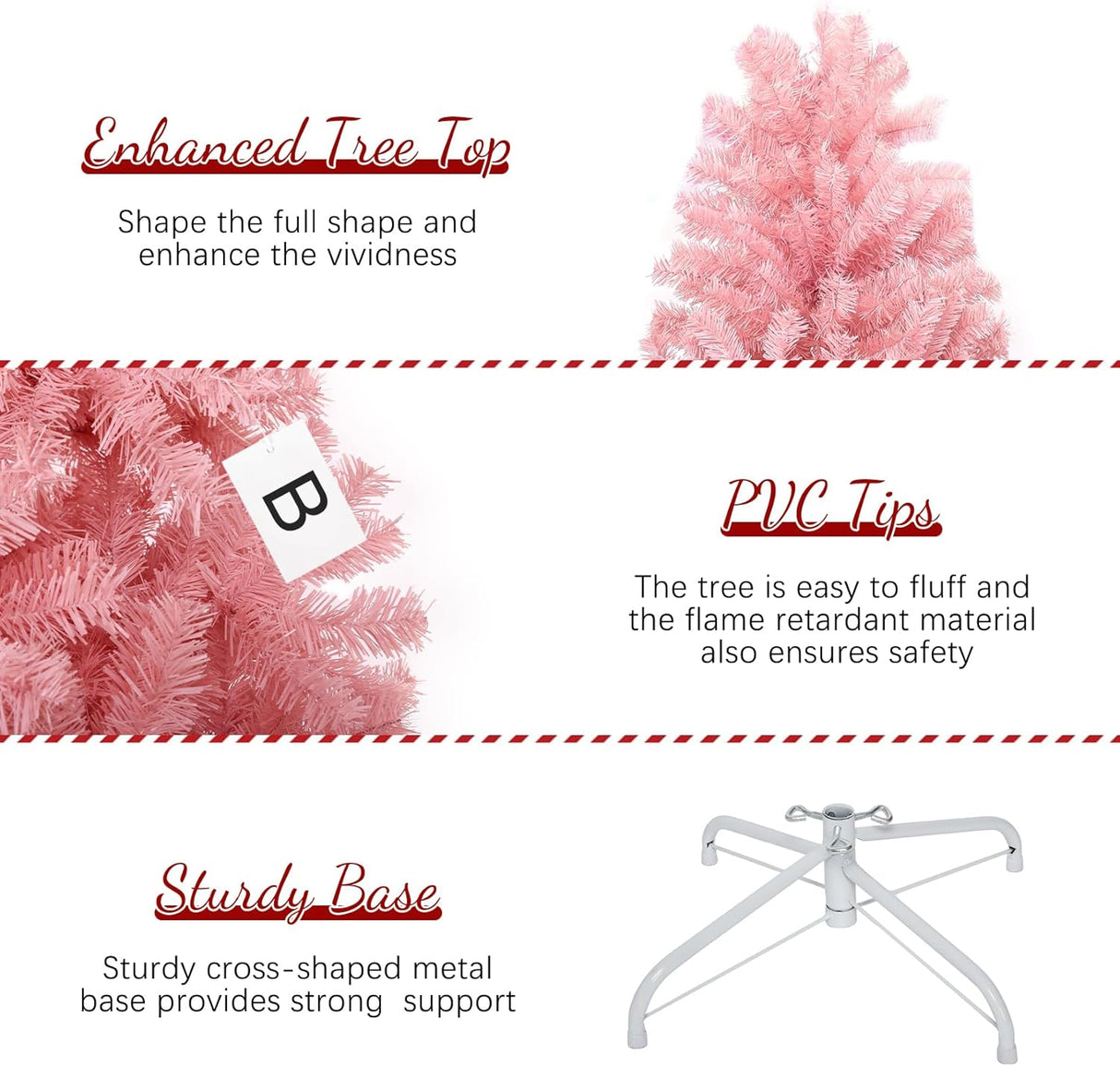 Árbol de Navidad Artificial de 5ft con Base Metálica Plegable