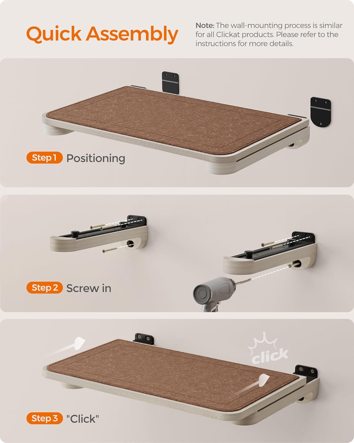 Hamaca para gatos Feandrea, montada en pared, modelo No.001