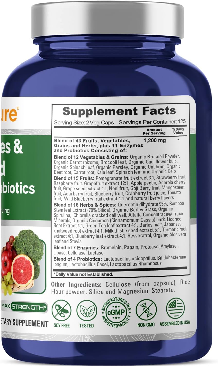 Suplemento de Frutas y Verduras con Enzimas y Probióticos