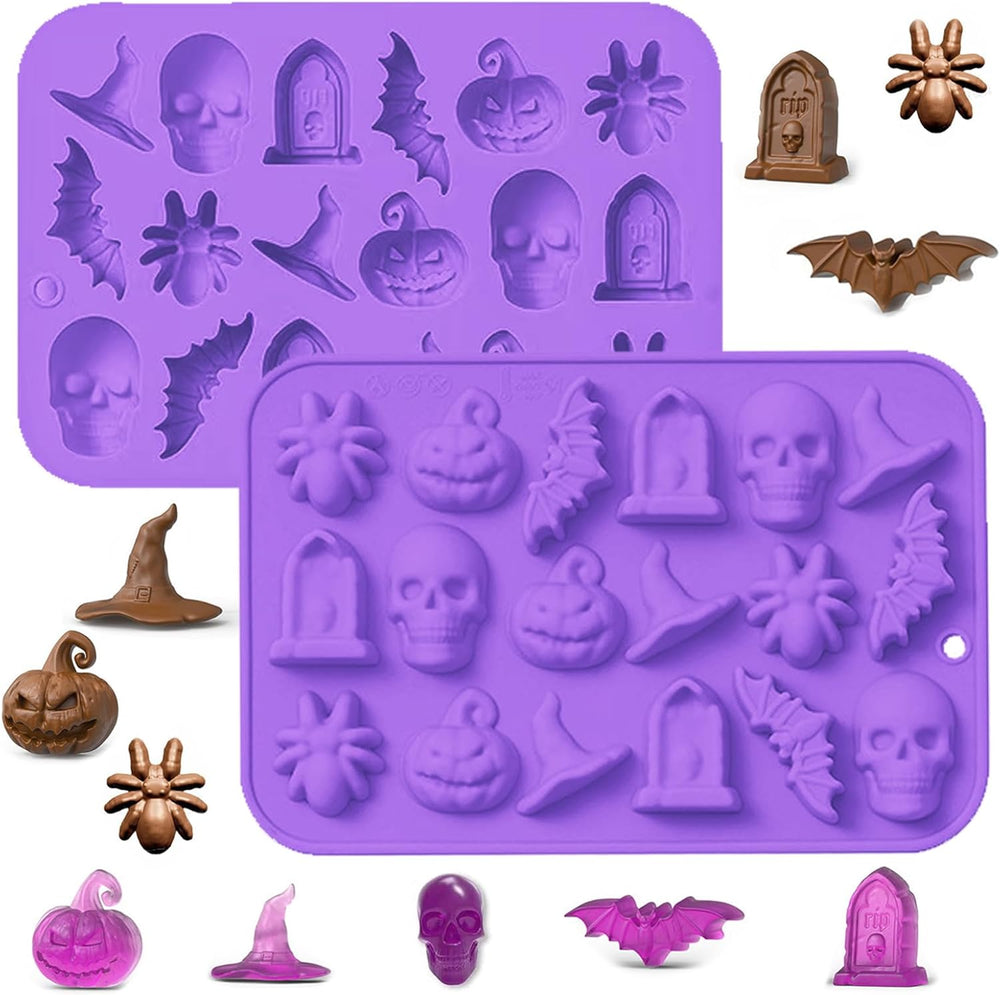 Molde de Silicona Halloween 2 Pack, 3D Calavera y Murciélago