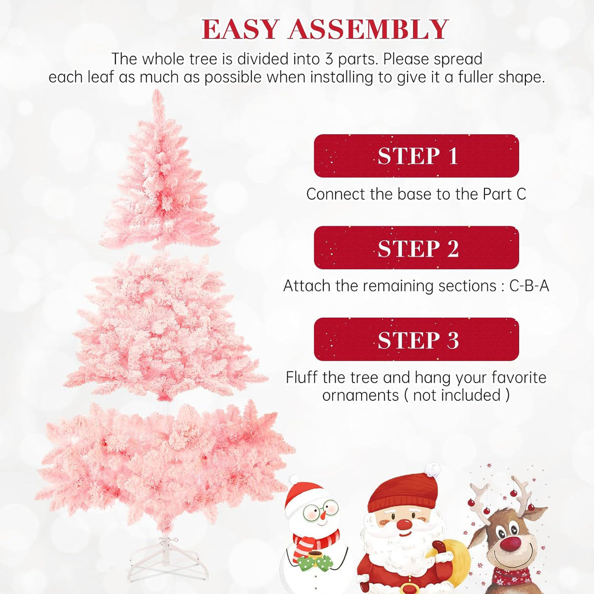 Árbol de Navidad Artificial SUNCROWN 6ft Flocked Premium 1000 Ramas