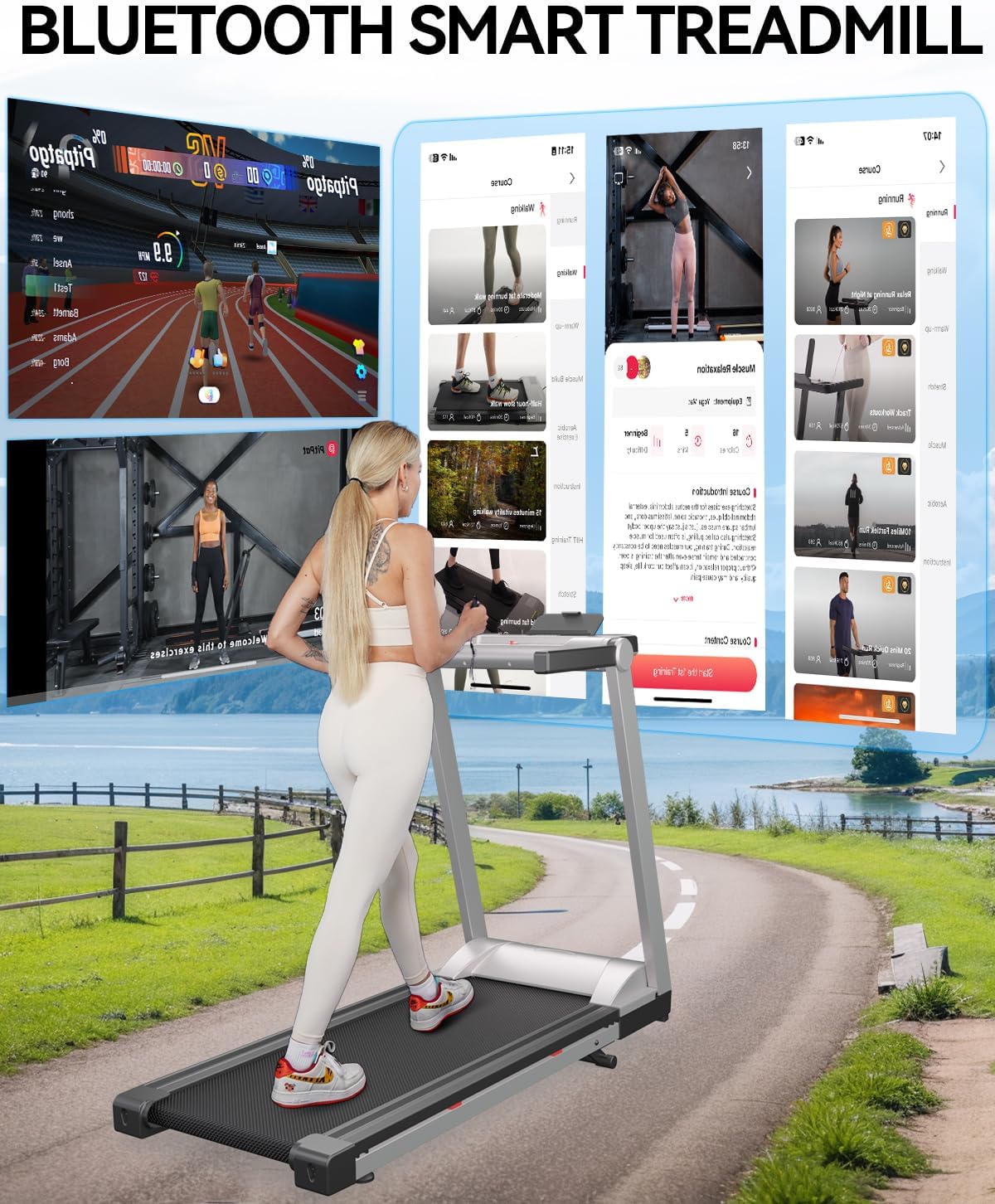 Cinta de Correr DeerRun, Plegable, 3.5 HP, 350 LBS, Bluetooth