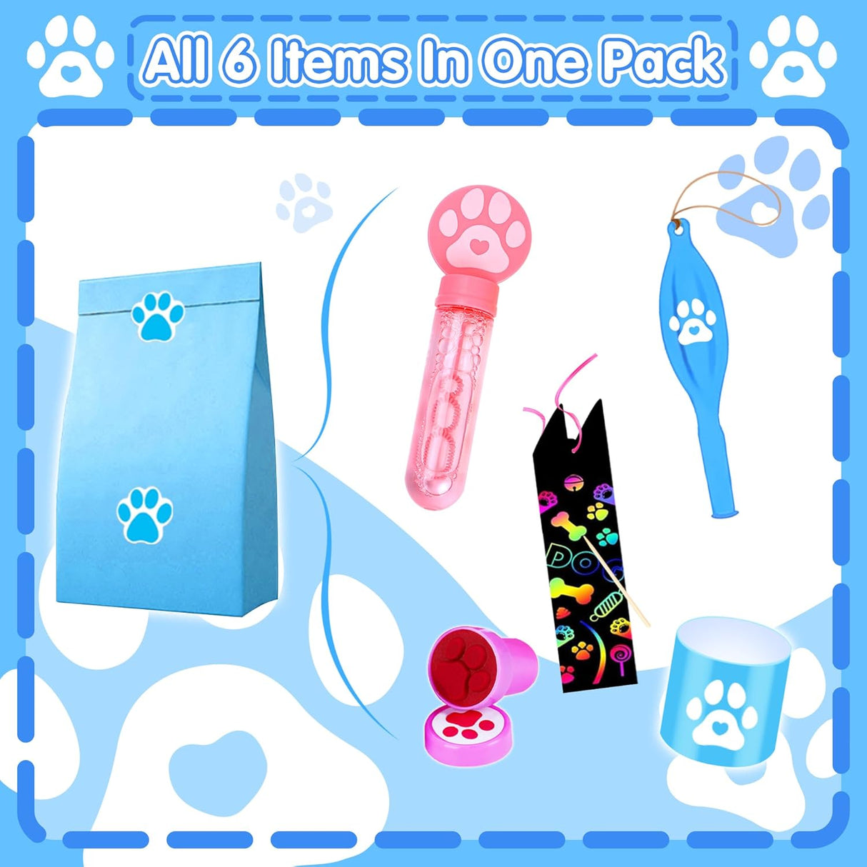 Favor de Fiesta de Huellas de Perro para Niños, Set de 97PCS