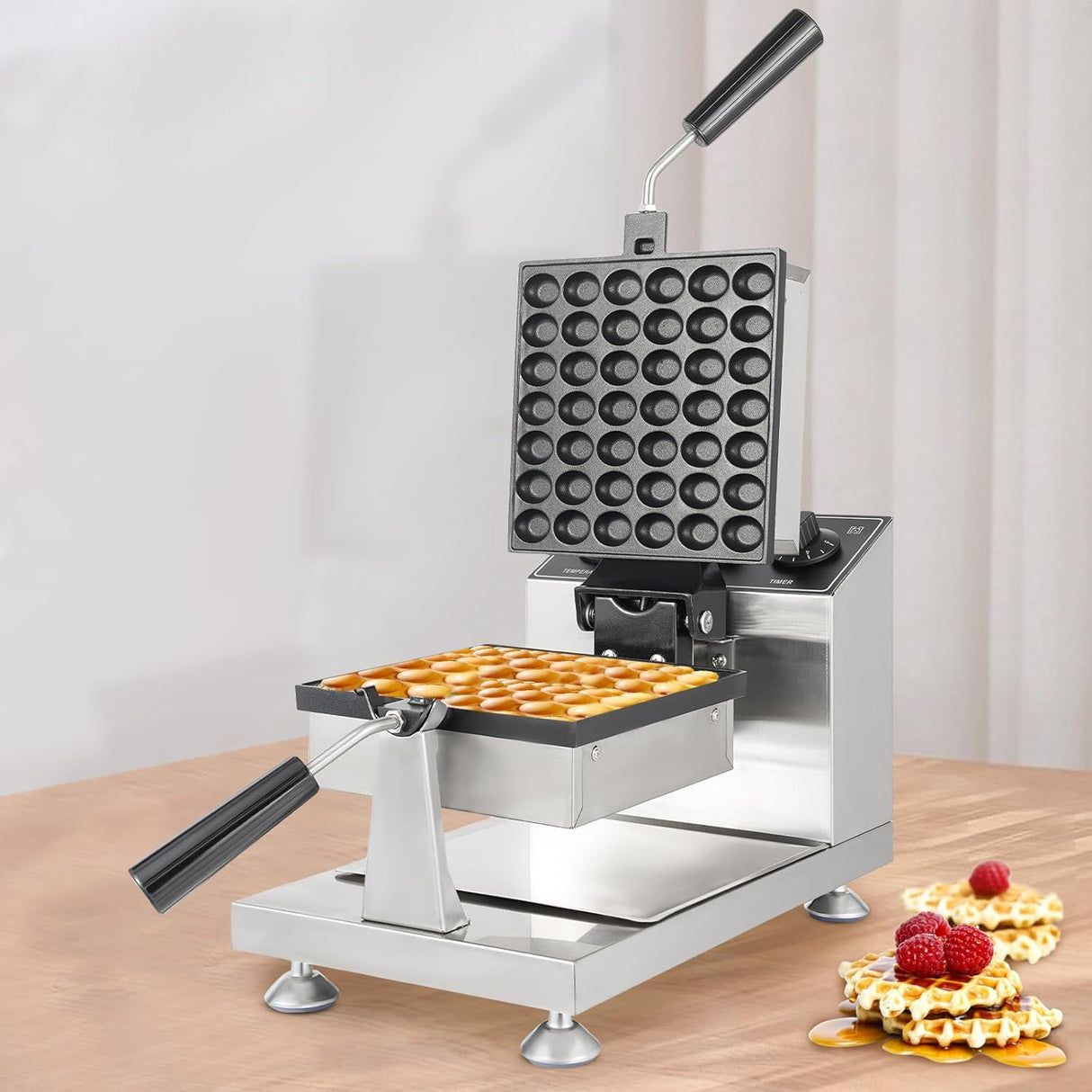 Máquina de Waffles Bubble, 1200W, Teflón, 122-572℉, Comercial