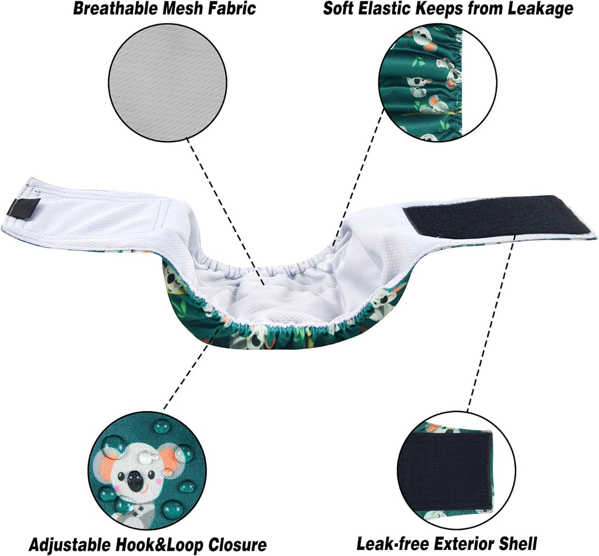 Leekalos Pañales para perros machos, bandas de vientre