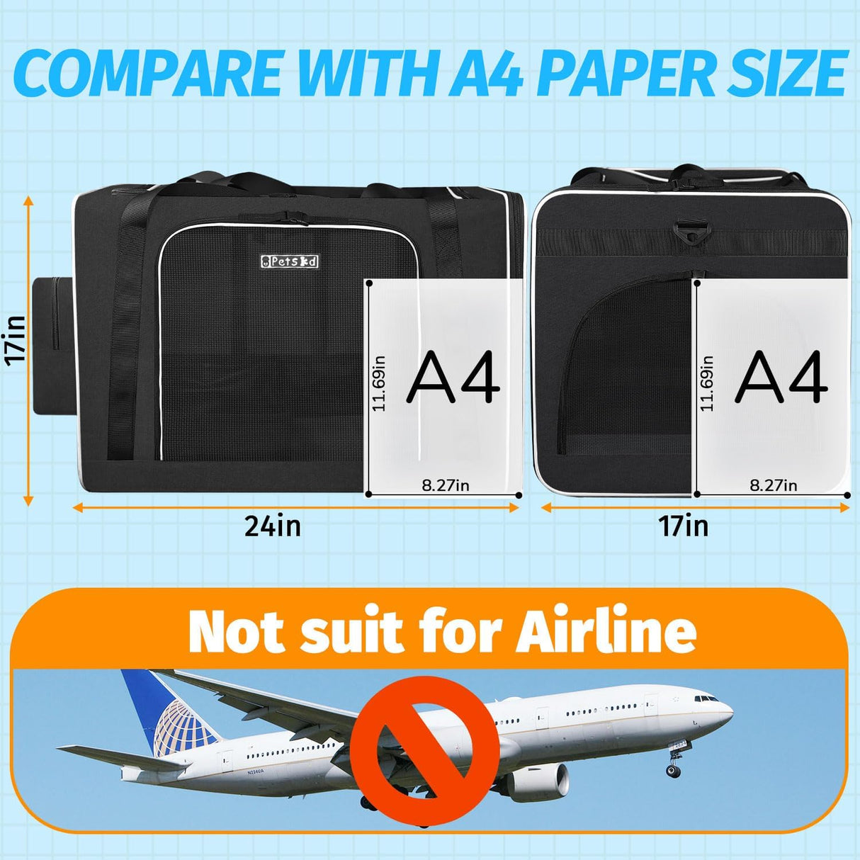 Transportín Petskd 24x17x17 para gatos y perros medianos