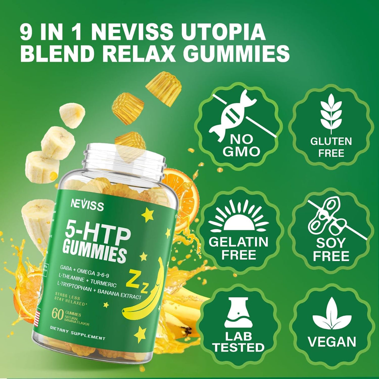 Suplemento Gomita 5-HTP GABA calmantes complejo extra fuerte