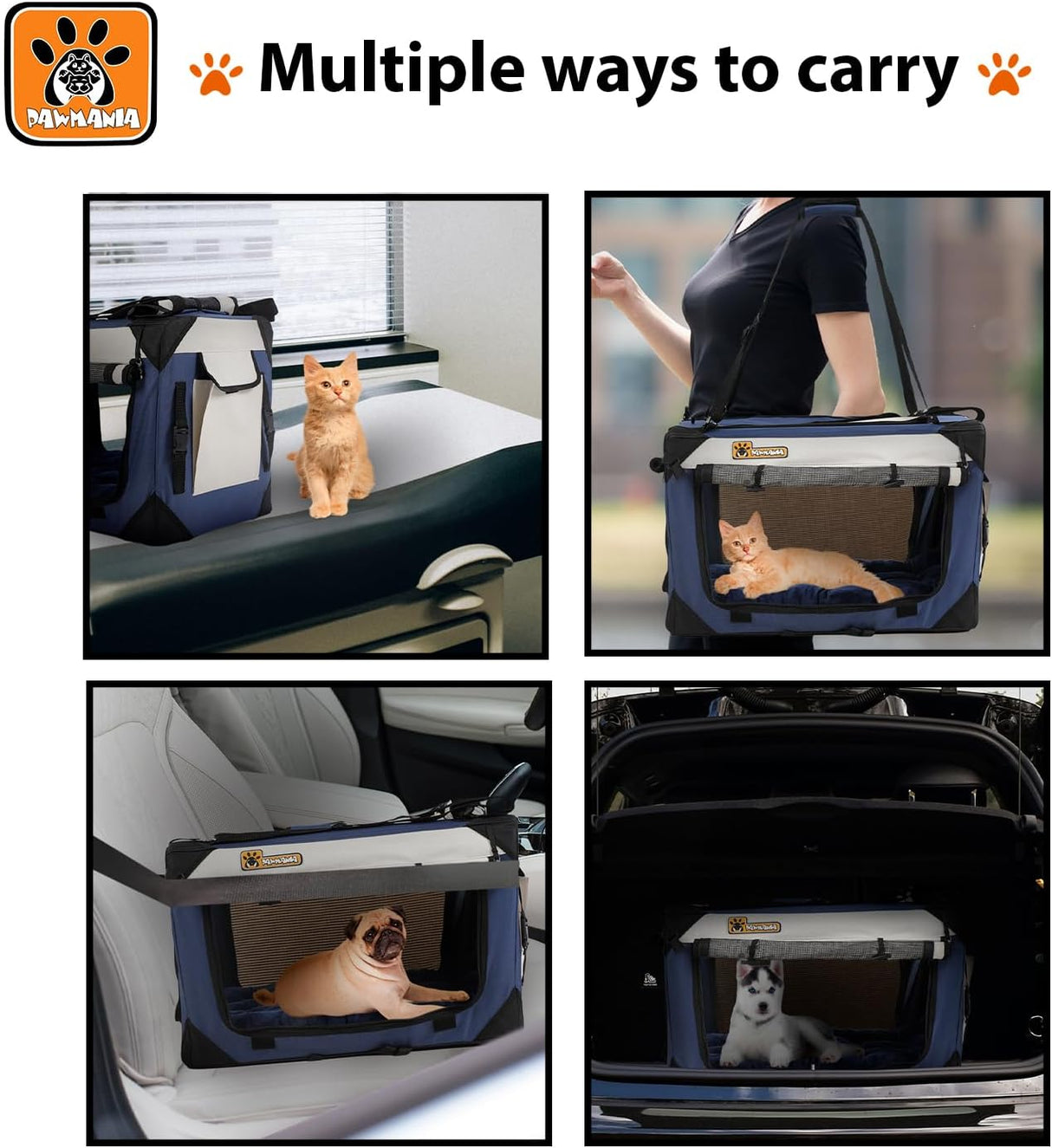 Transportín Extra Grande para Gatos y Perros, Plegable, Suave