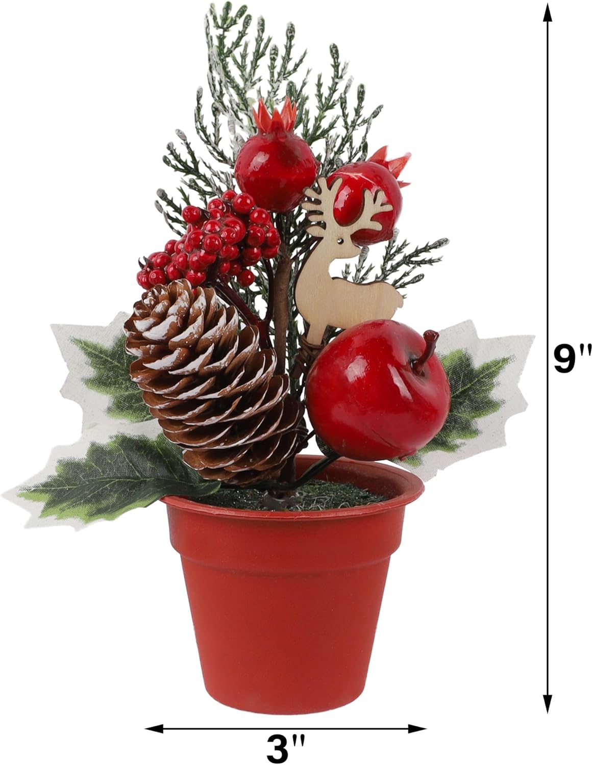 Árbol Mini Artificial Winemana con Piñas y Berries, 6 Pcs