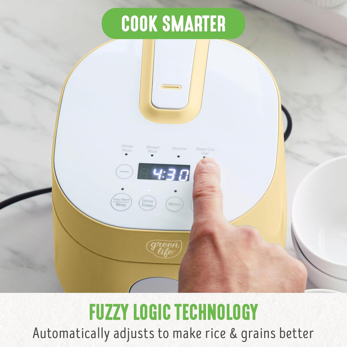 Arrocera Digital GreenLife 4 Tazas, Cerámica, Auto Presets
