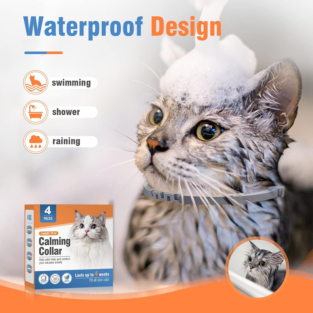 Paquete de 4 collares calmantes para gatos Pzlagia