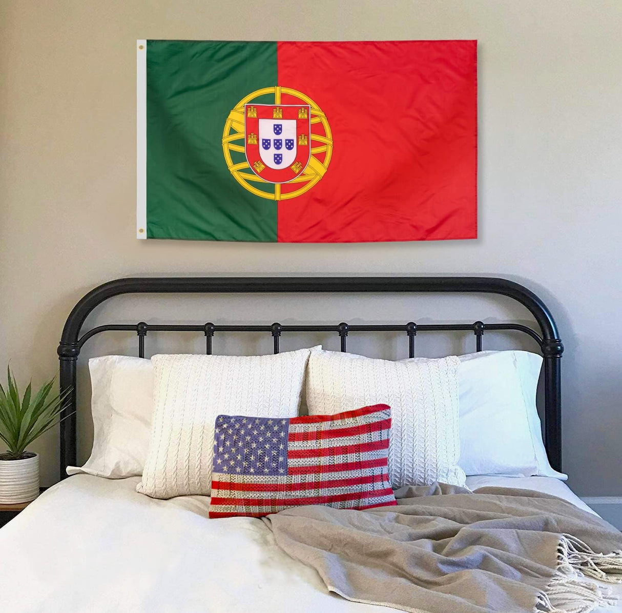 Bandera de Portugal DANF 3x5 pies, resistente, ojales de latón