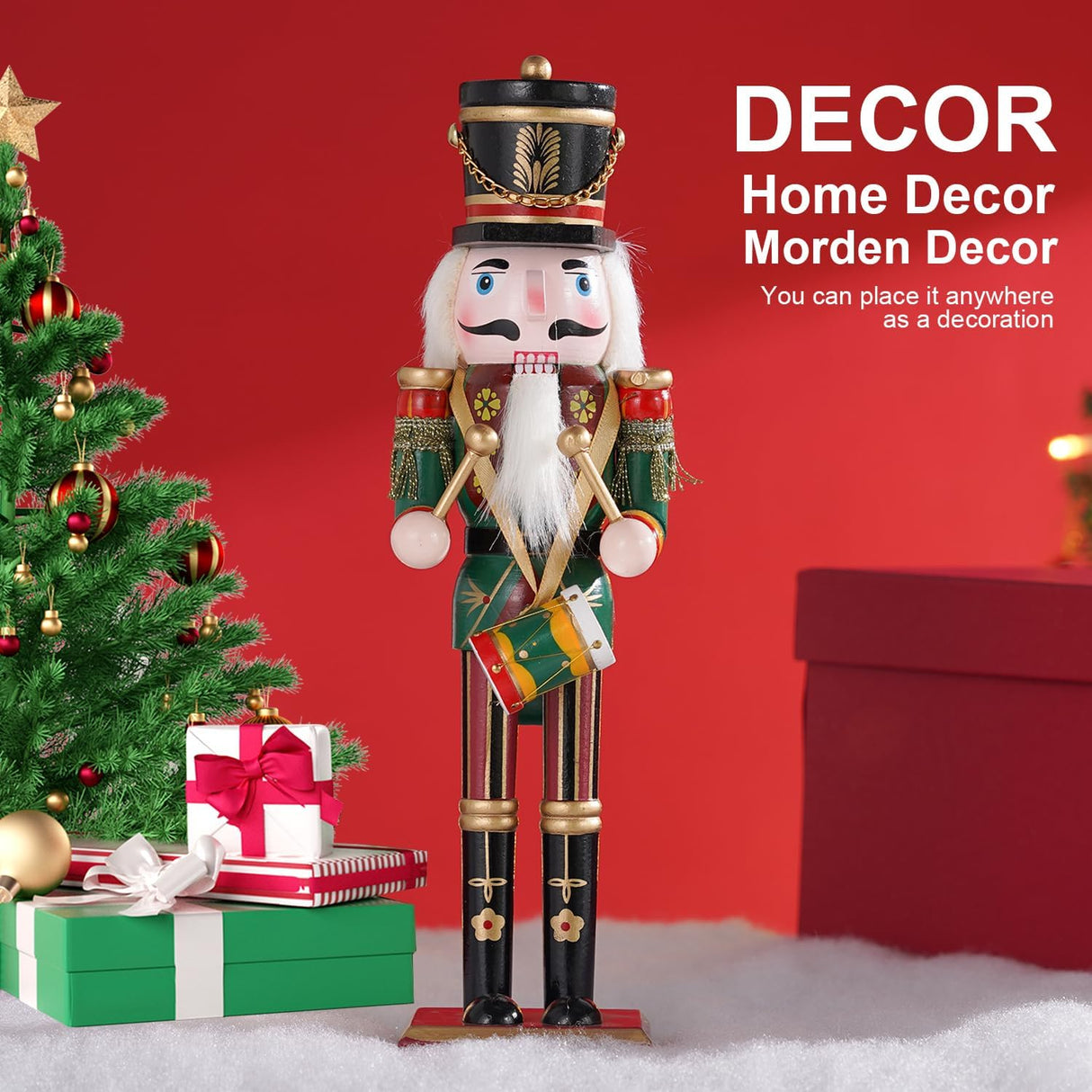 Adorno de Navidad Nutcracker, figura de madera, 30 cm, Drummer