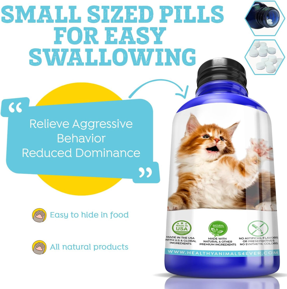 Tabletas calmantes para gatos totalmente naturales Healthy