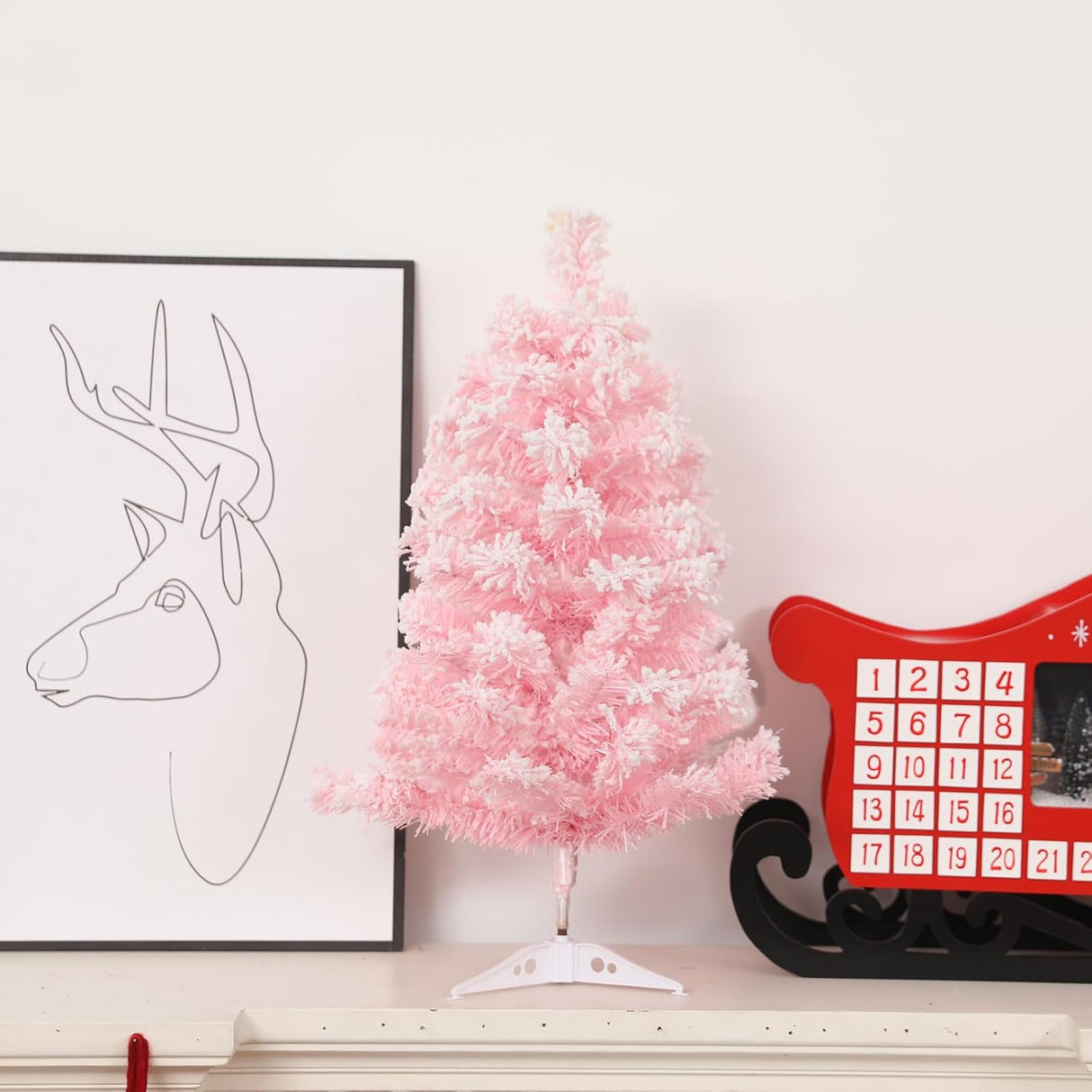 Árbol de Navidad Artificial 2FT Mini con Base Plástica Flocked