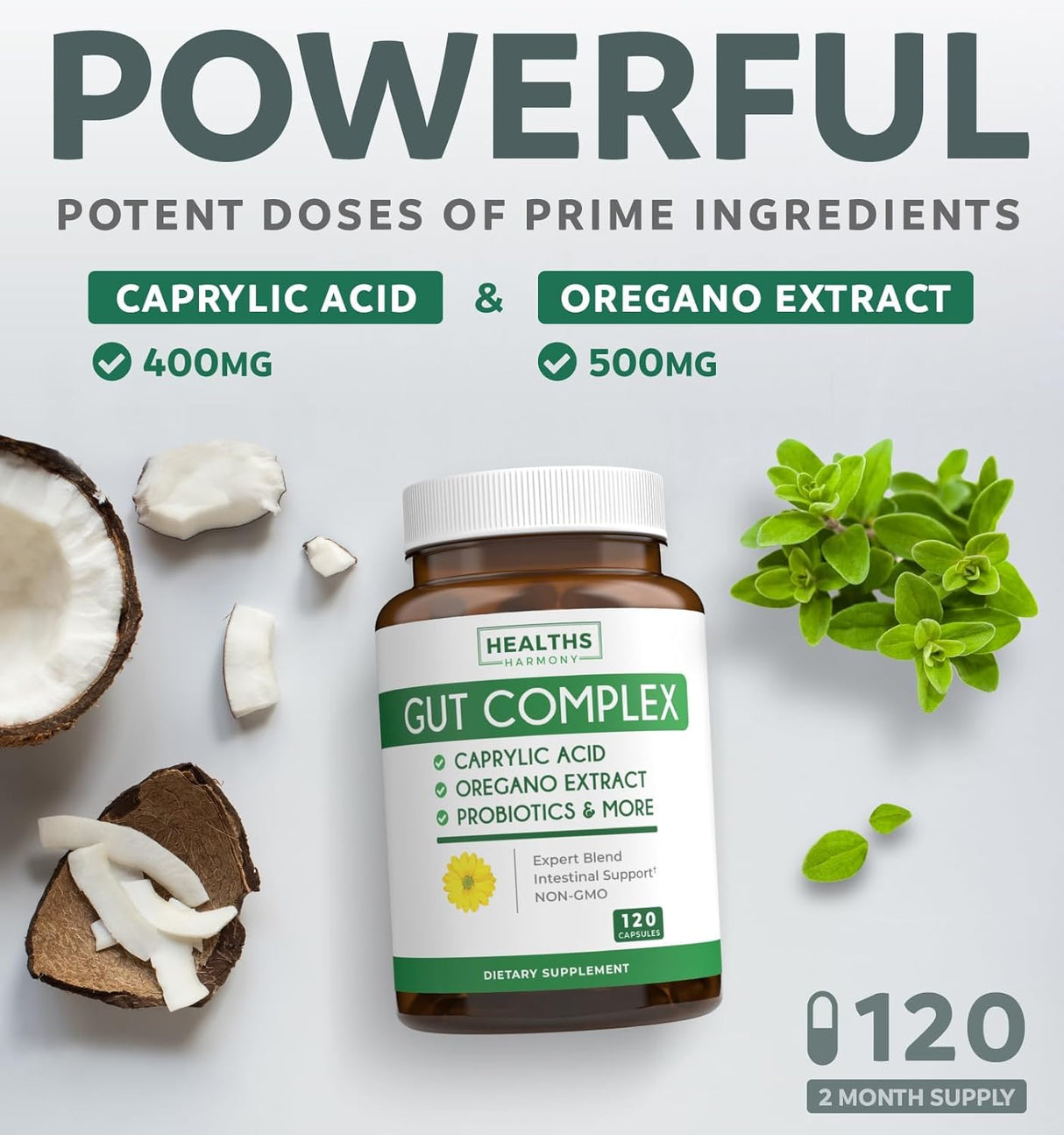 Suplementos Candida Support (120 cápsulas) – ácido caprílico