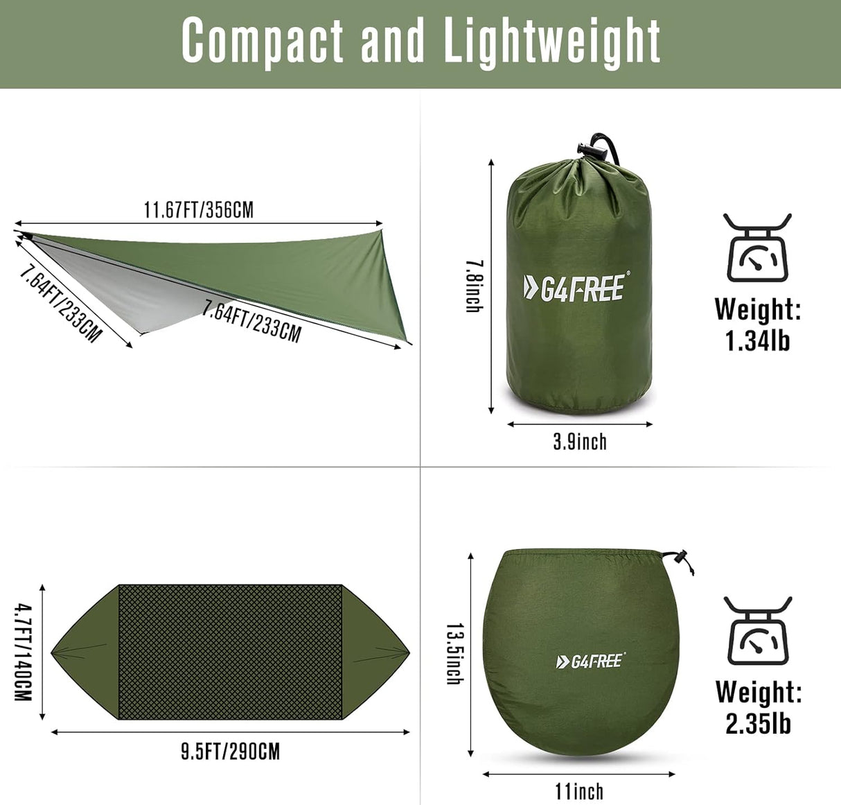 Hamaca Grande G4Free con Mosquitera y Tarp para Camping