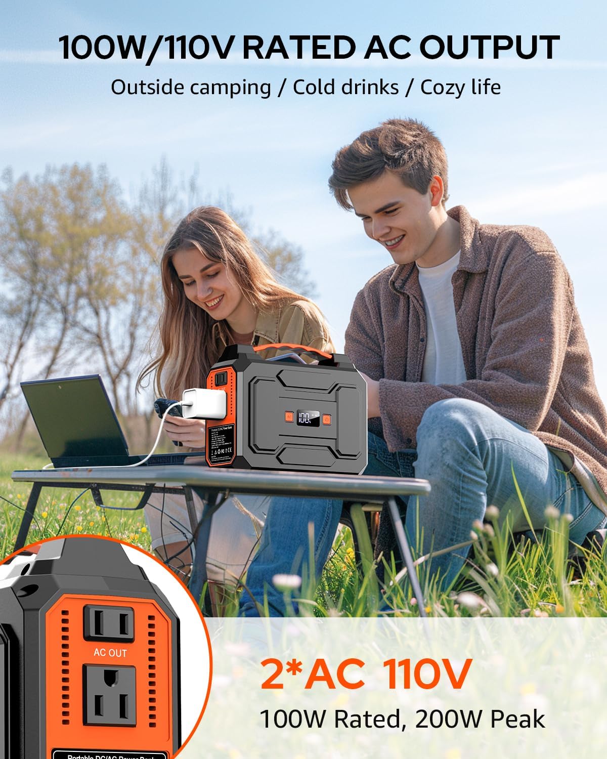 Generador Solar 200W Pico/100W, Estación de Energía Portátil