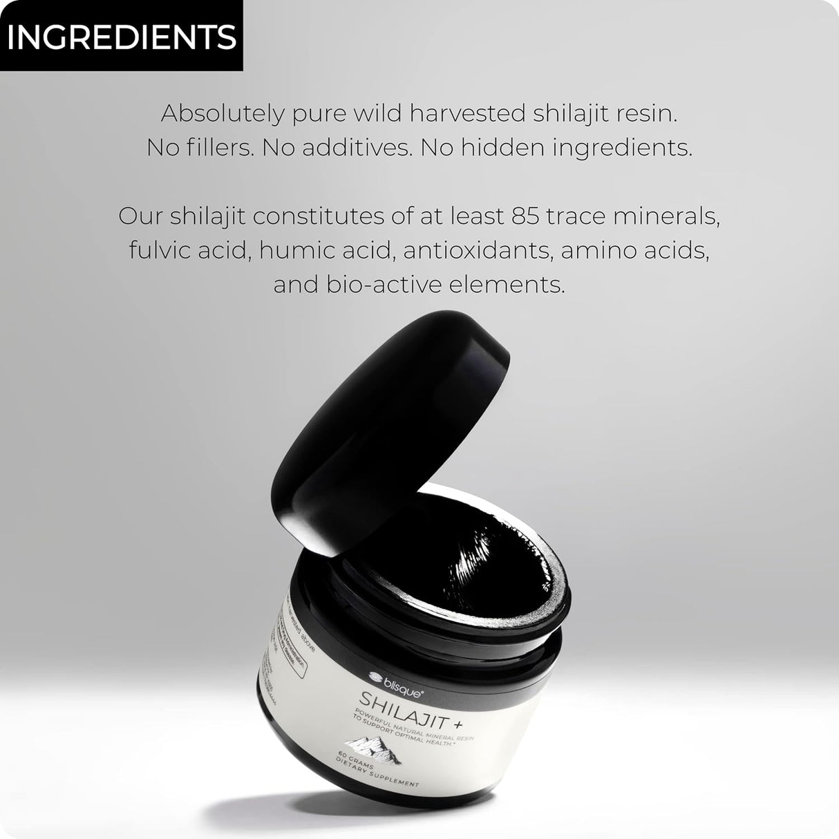 Suplemento de resina Shilajit orgánica oligominerales 2.12oz