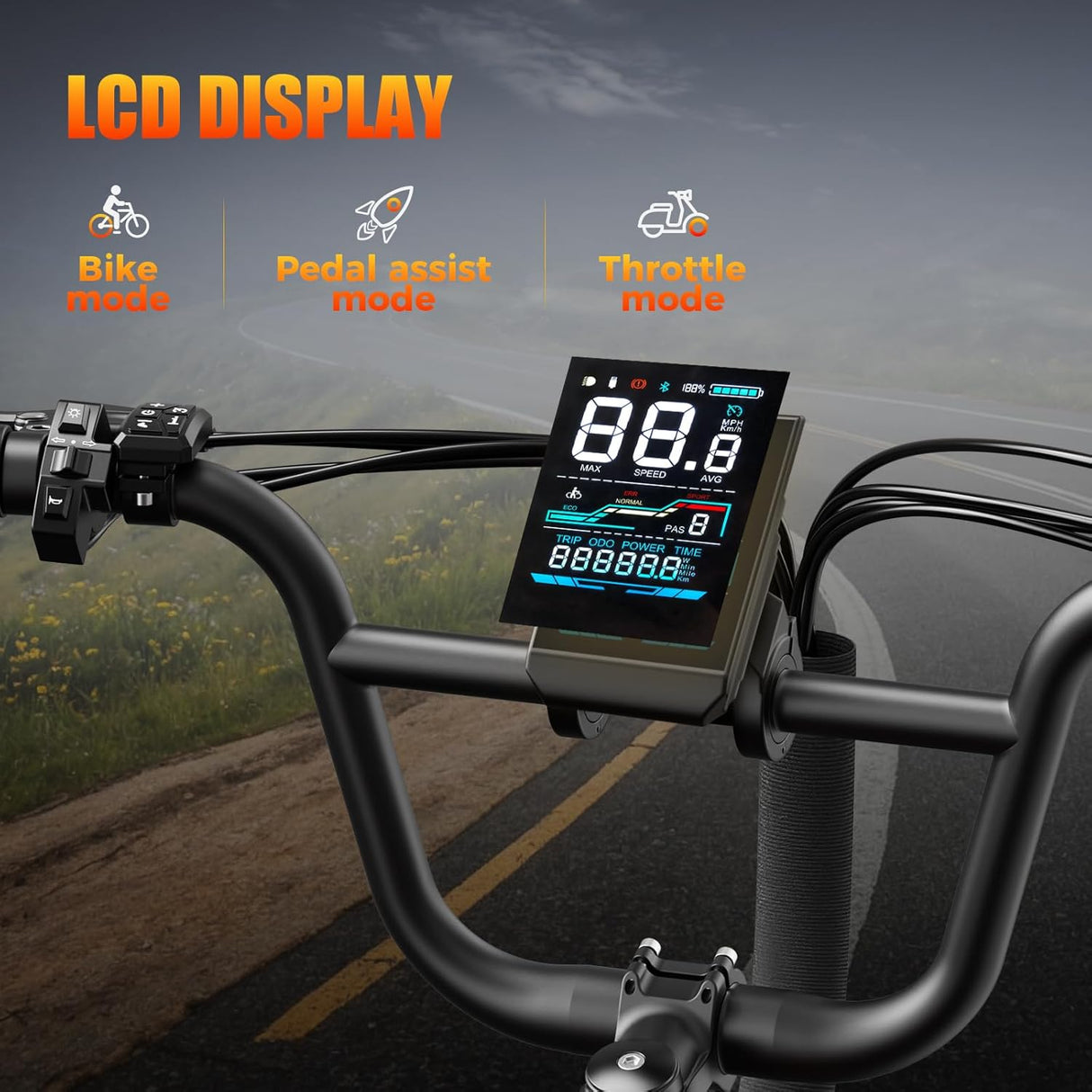 Bicicleta Eléctrica Jasion RetroVolt 1500W, 30MPH, 70 Millas