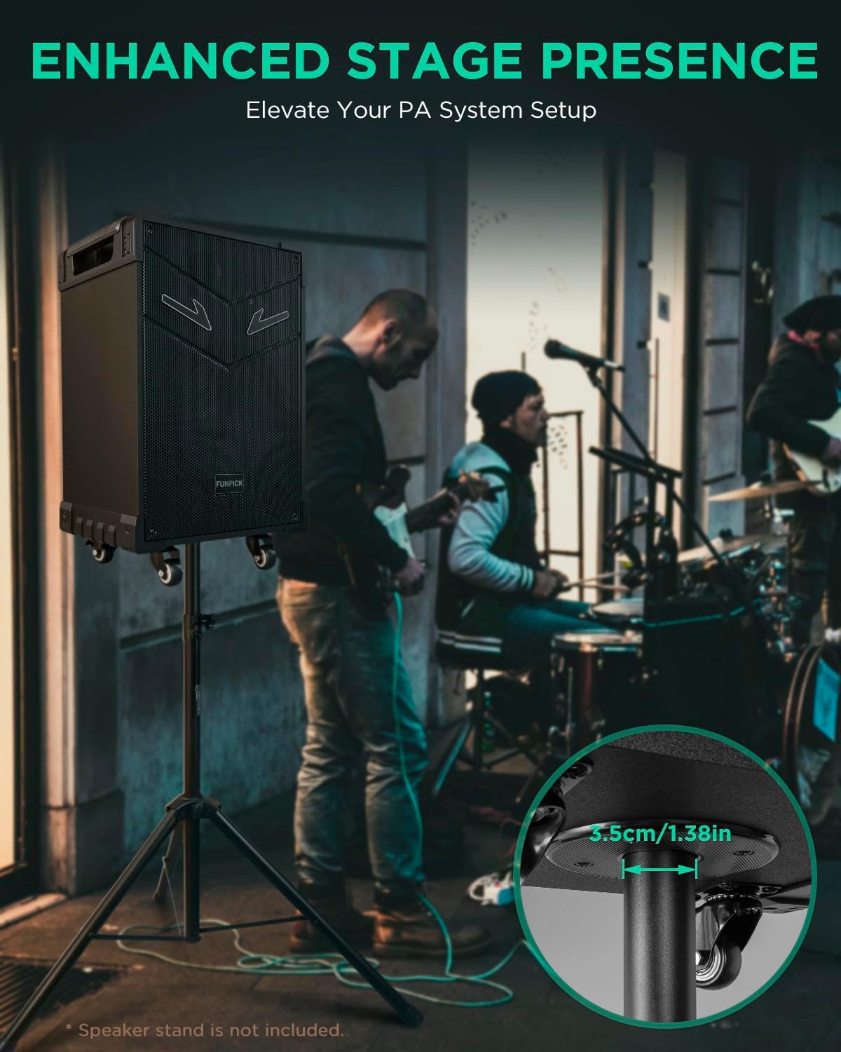 Sistema PA Trolley 3-Way, Micrófonos Inalámbricos, 10 Subwoofer