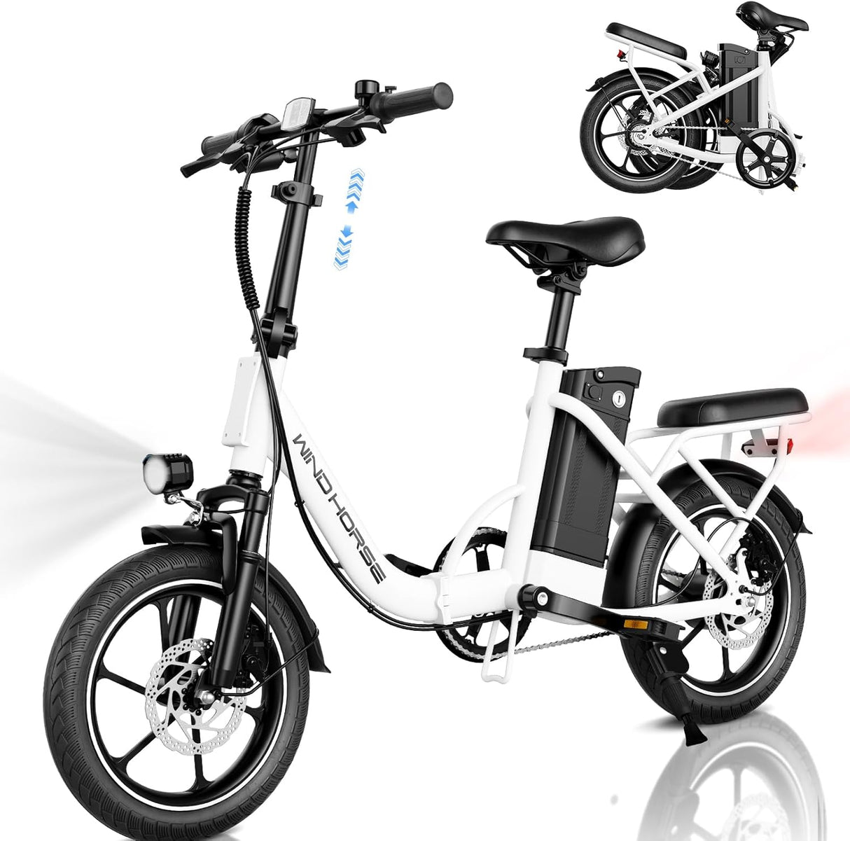 Bicicleta eléctrica WINDHORSE, 630w, 35 millas, plegable
