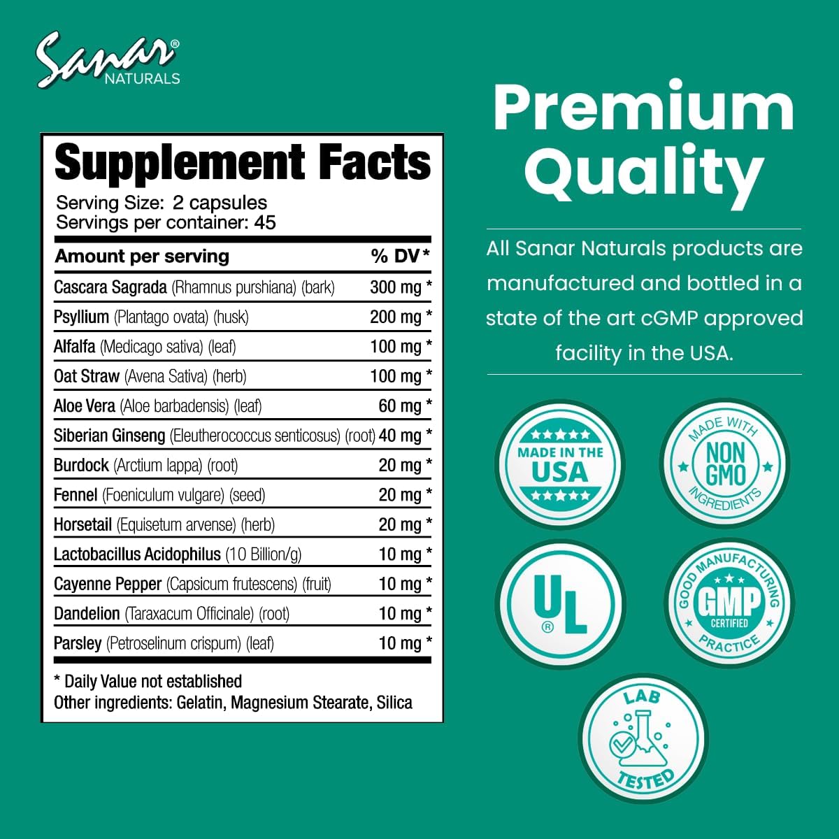 Suplementos de Limpiador de colon Mezcla de hierbas