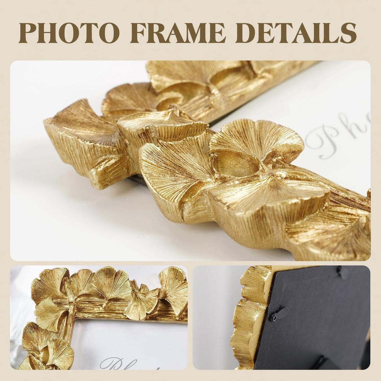 Marco de fotos vintage 5x5, resina texturizada con vidrio