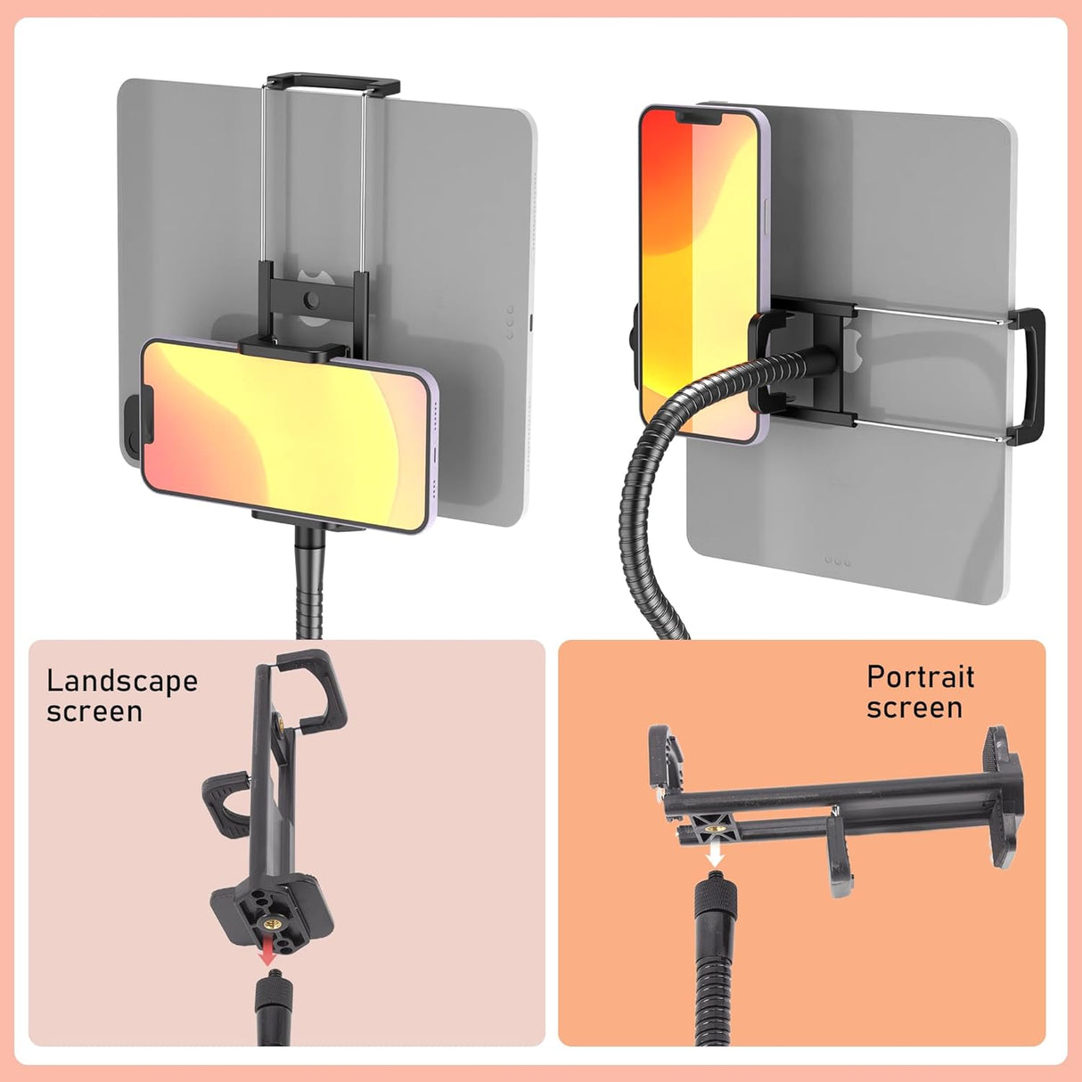 Soporte de micrófono con clip para iPad, tripié, portátil