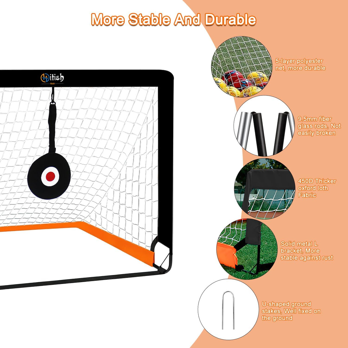 Hitish Porterías de fútbol para niños para patio trasero