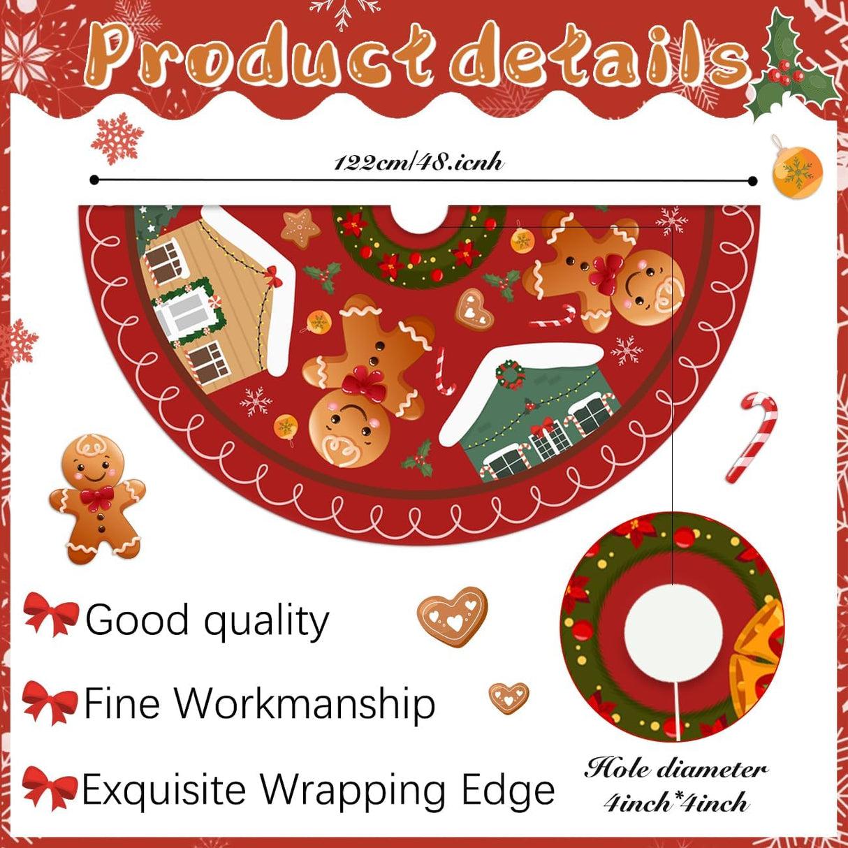 Funda de Árbol de Navidad 48 Gingerbread Casa Decorativa