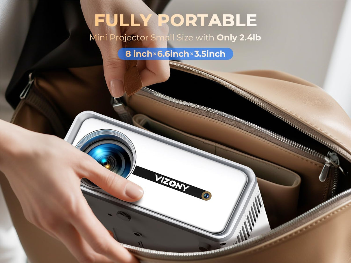 Proyector Mini WiFi Bluetooth 450ANSI 1080P FHD Portátil