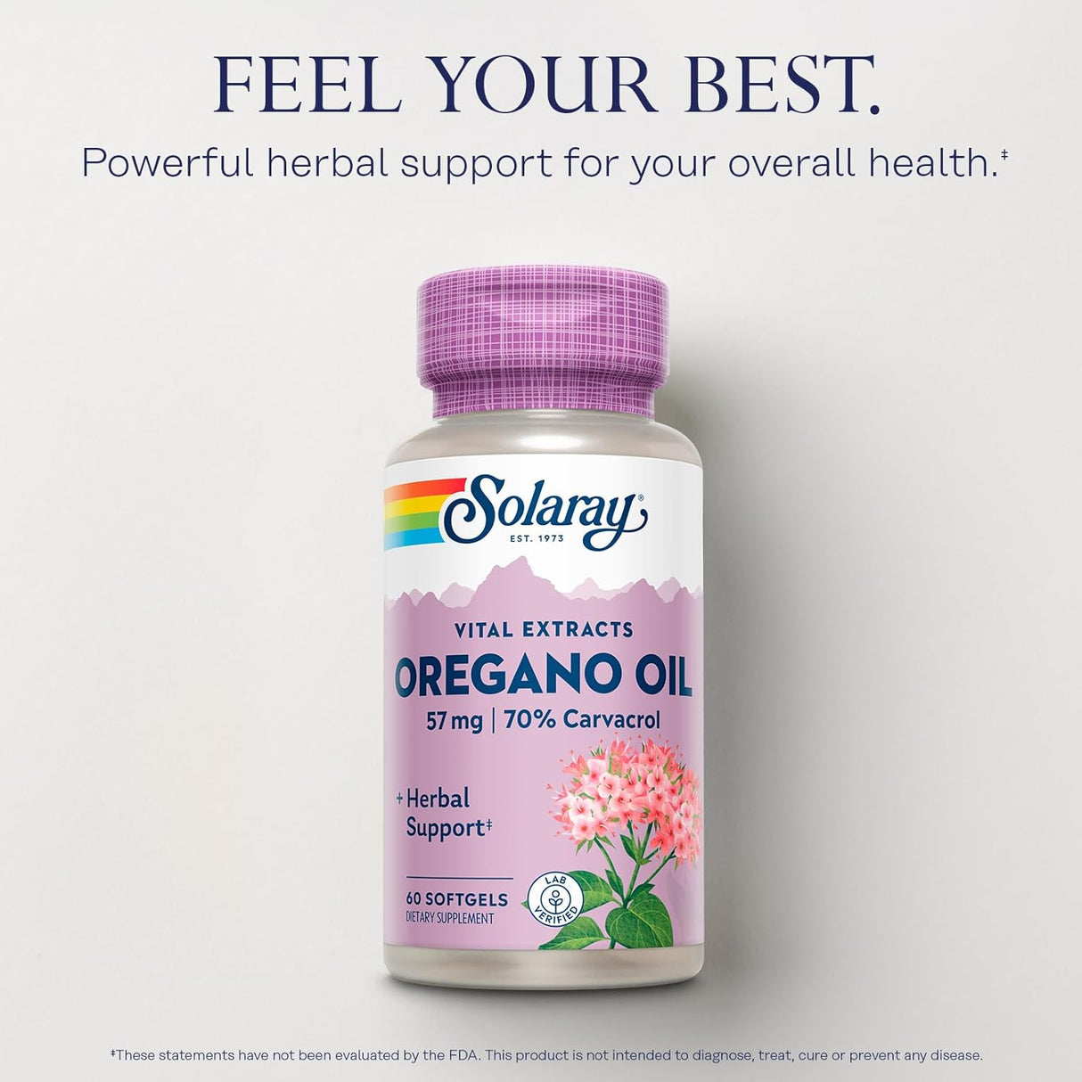 Solaray Aceite de Orégano 57 mg - 60 Cápsulas, 70% Carvacrol