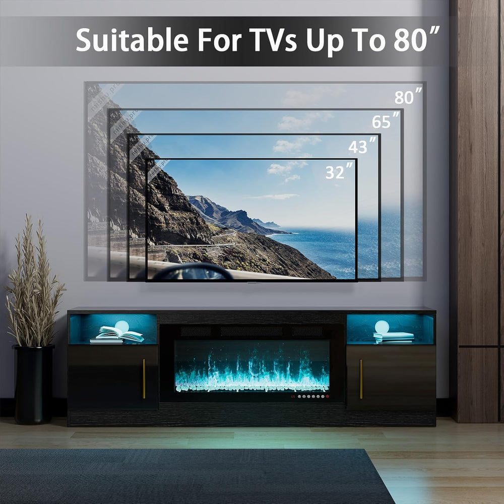 Soporte de TV con Chimenea, Stand para TV de 70 con Fuego
