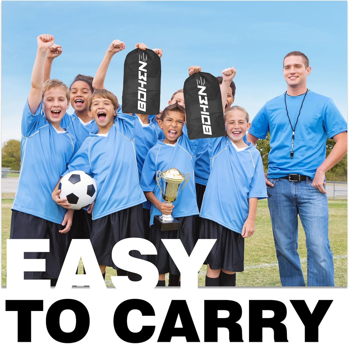 Porteria de futbol portatil y plegable, incluye red