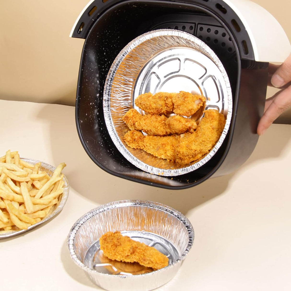 Sartenes redondos de papel de aluminio de 8 pulgadas para freidora de aire