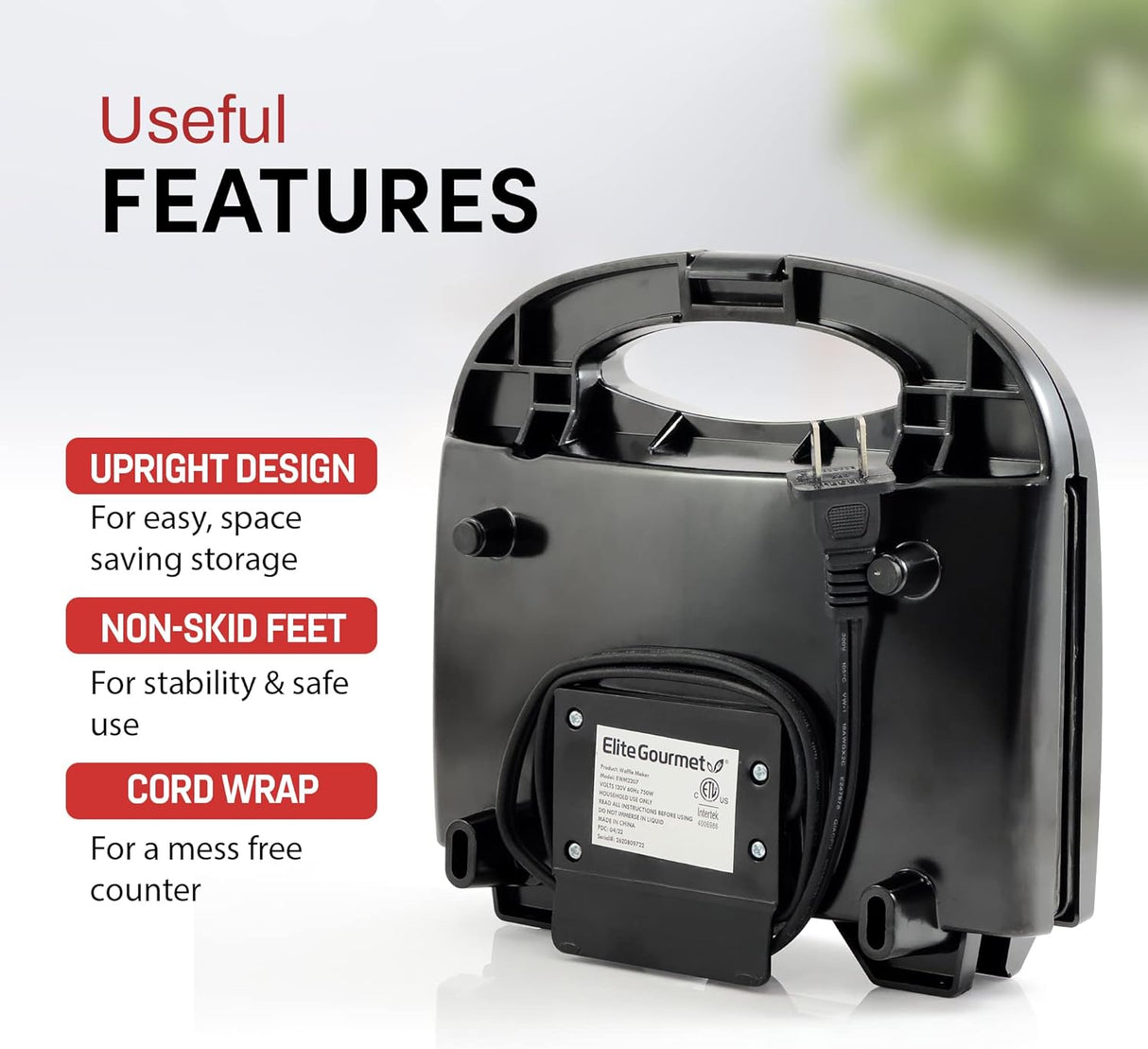 Waflera Eléctrica Elite Gourmet EWM-2207, 2 Rebanadas, Antiadherente