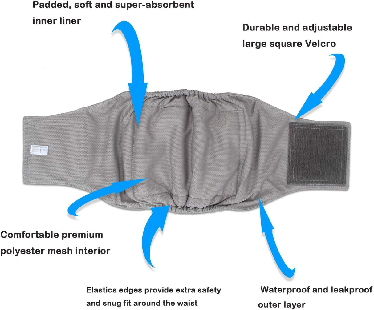 Teamoy Pañales reutilizables para perros machos, banda lavable para cachorro